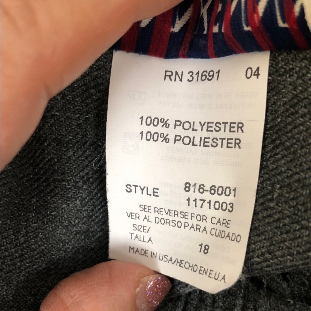 Vintage Donkenny Elastic Waist Tapered Trousers - Charcoal Gray Sz 18 (V1) - Picture 8 of 8